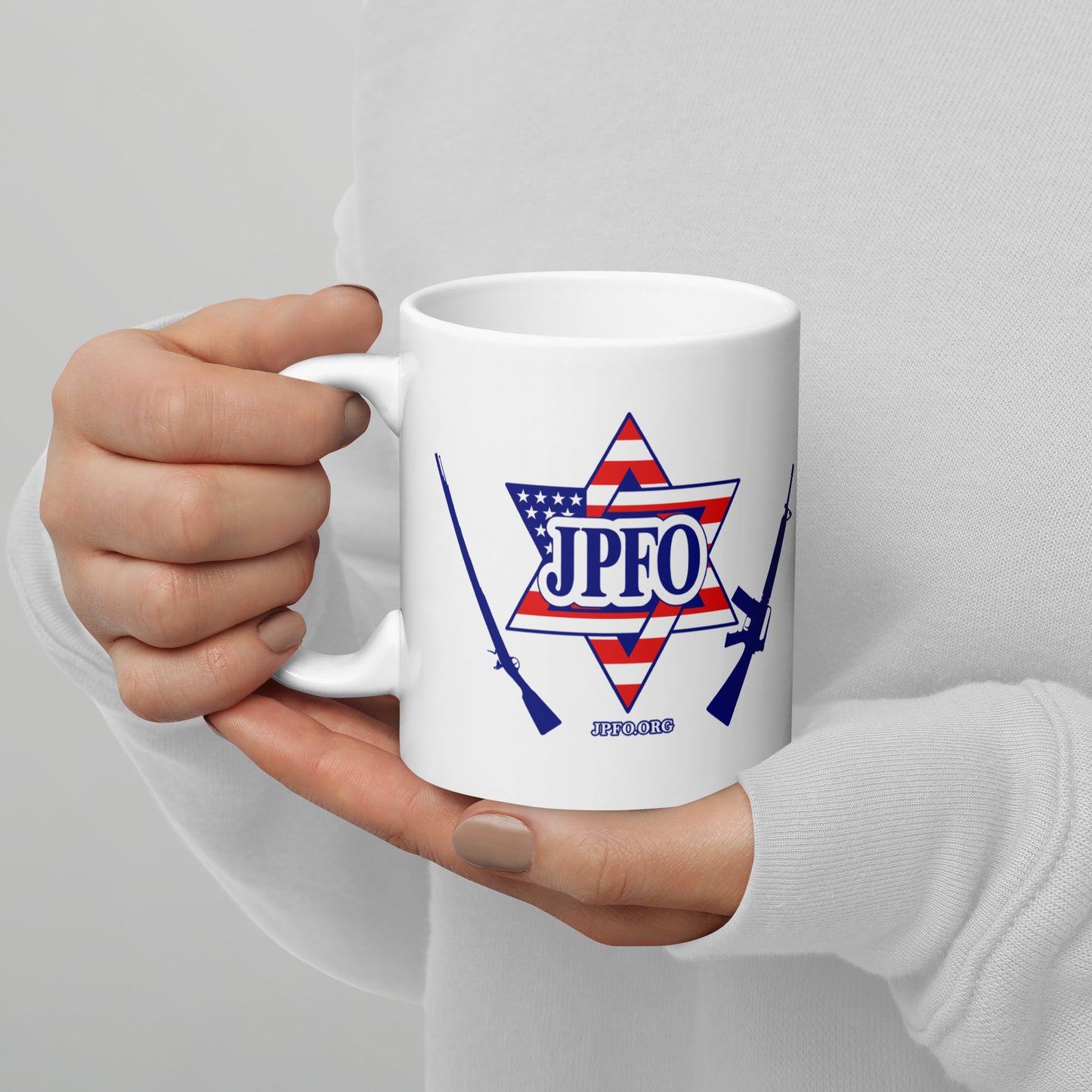 White Glossy Mug With JPFO Logo