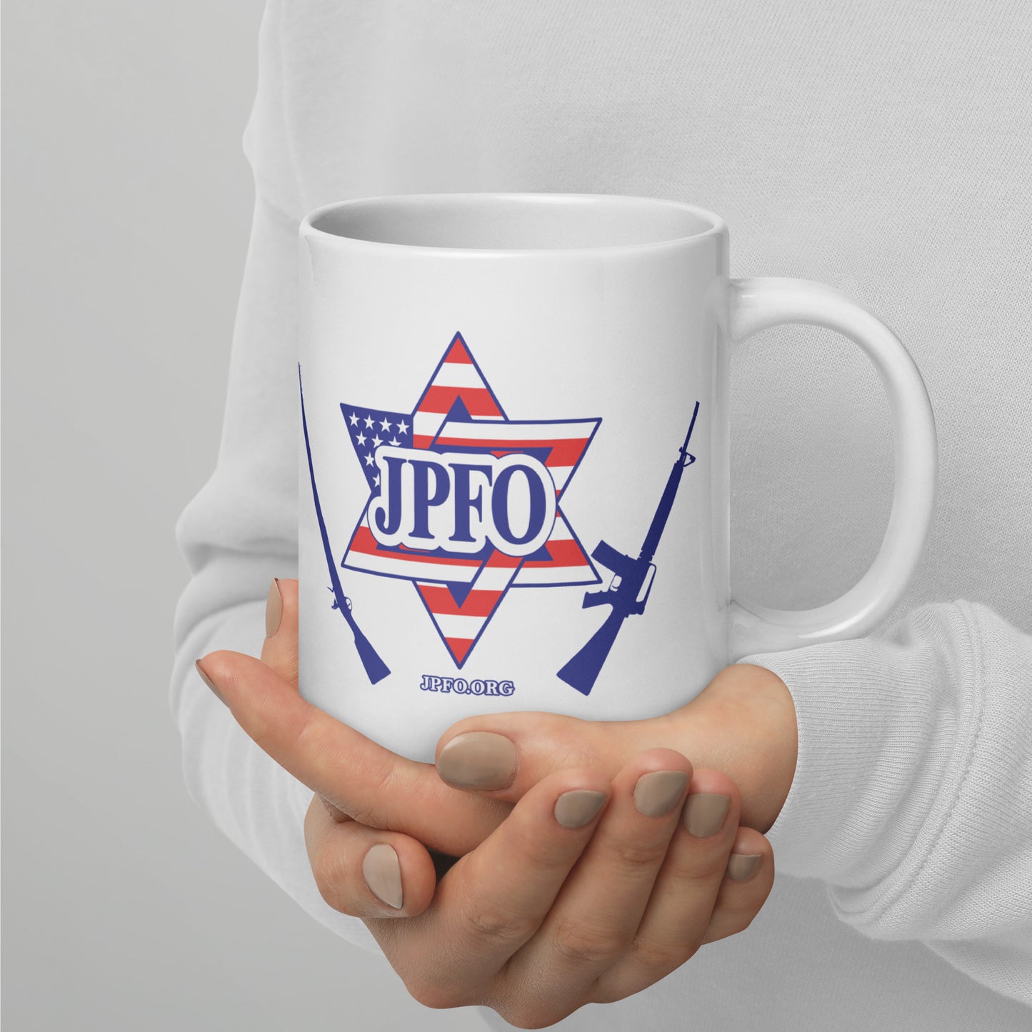 White Glossy Mug With JPFO Logo
